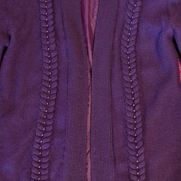 Vintage Angora Sweater Cardigan Jacket Open Front Boho Pearl Braid - Picture 8 of 8